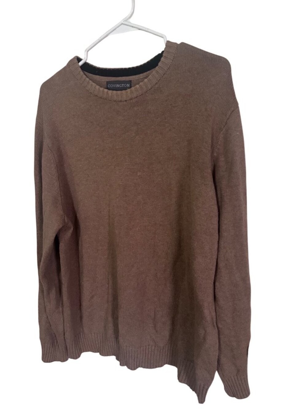 Covington Brown Crew Neck Knit Sweater Size Large Long Sleeve Pullover